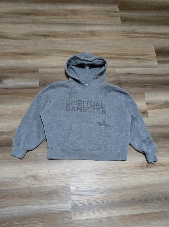 Spiritual Gangster Tops - Spiritual Gangster Heather Gray Star Soft Fleece Pullover Hoodie Size L